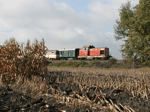 Další vlaky už tahal původem rumunský "Faur" LDH125-038. Náladový snímek byl pořízen mezi Uhřičicemi a Lobodicemi   Foto: Michal Boček