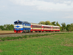Moravskoveselská modrá krasavice T478.1002 byla s vlakem Os 10833 do Kojetína zvěčněna mezi Lobodicemi a Uhřičicemi   Foto: Martin Malý